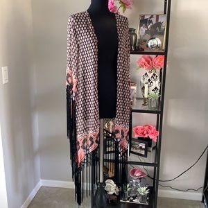NWT LF Millau Fringe Boho Duster Wrap Coverup